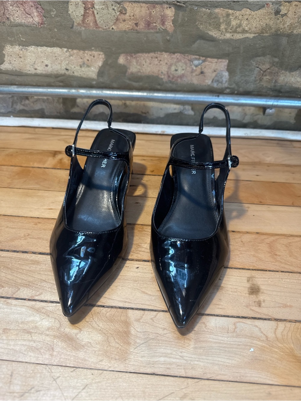 Marc Fisher Patent Leather Close Toe Kitten Heels